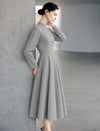Mock Neck Long Sleeve A-Line Midi Dress