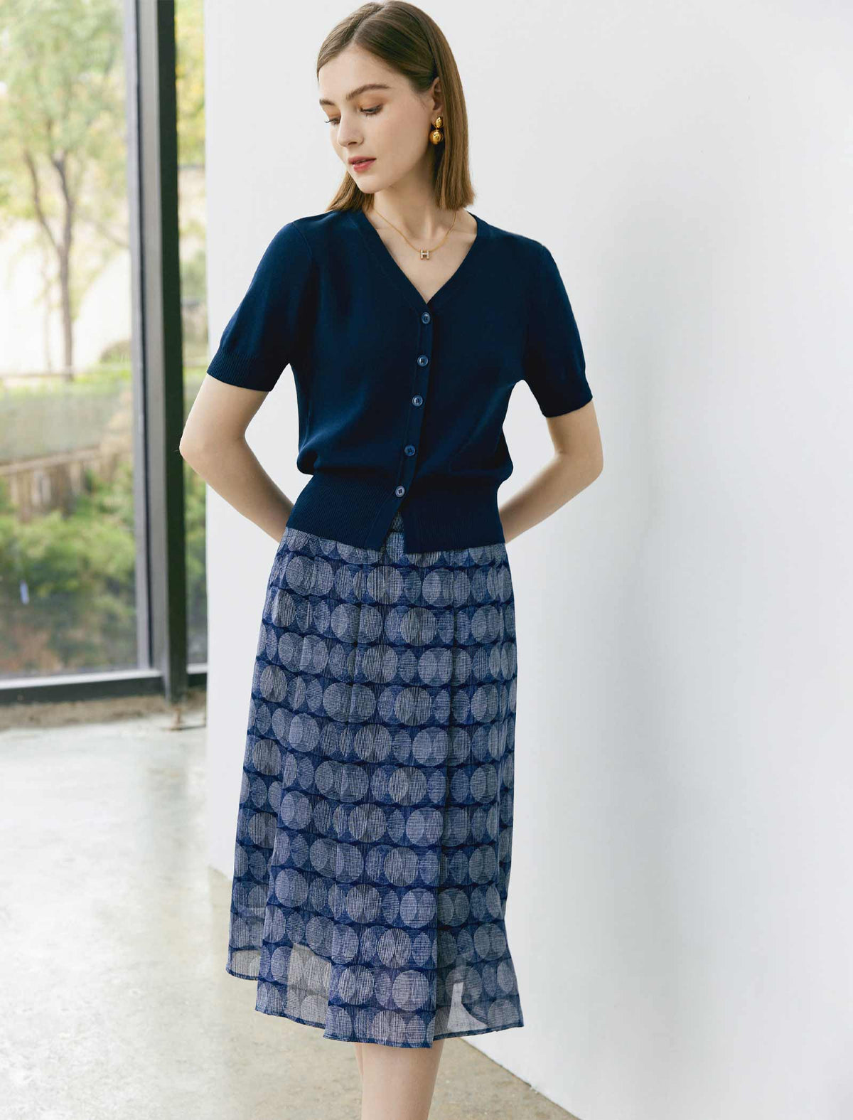 Vintage Geometric Print Skirt