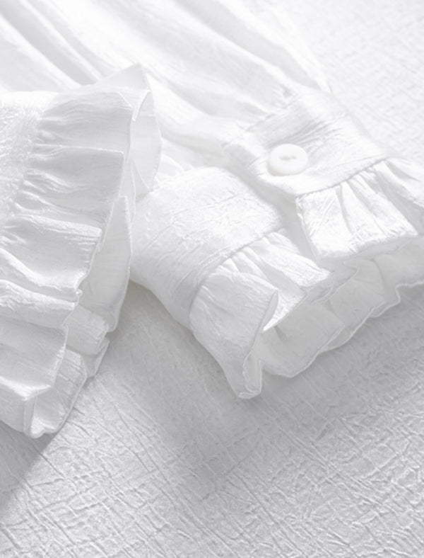 V-Neck Tie-Waist Long-Sleeve Blouse