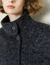 Wool-Alpaca Blend Stand Collar Textured Coat