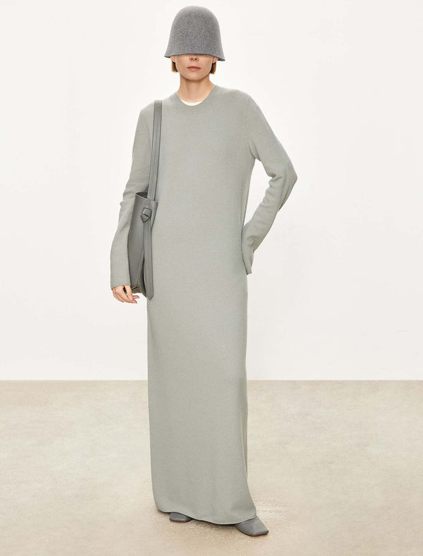 100% Wool Crew Neck Maxi Dress