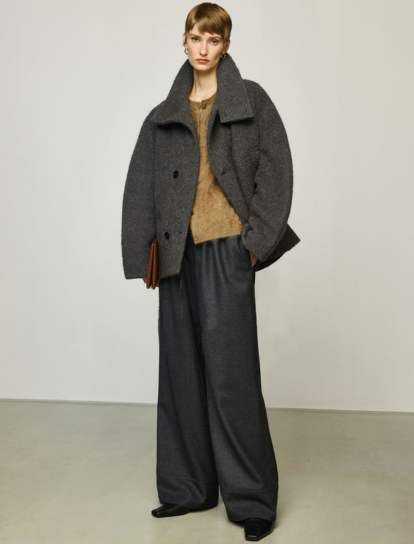 Wool-Alpaca Blend Belted Short Coat