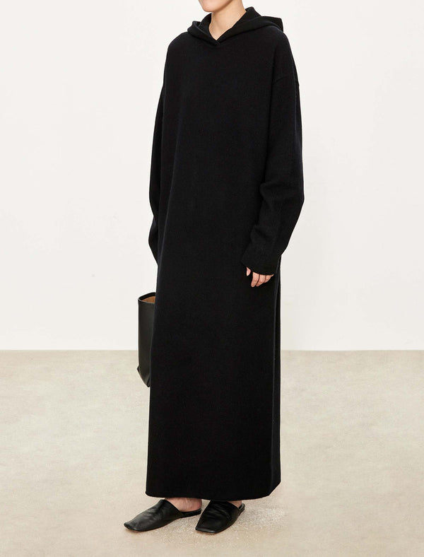 Oversized 100%Wool Hooded Midi Dress