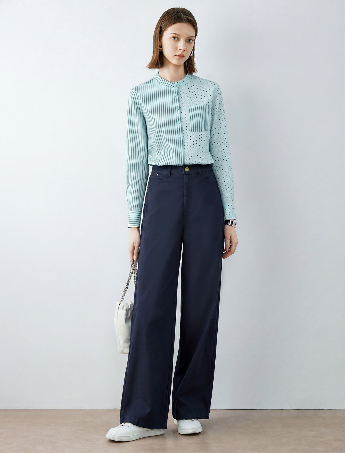 High Waisted Wide Leg Cotton Pants