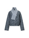 Diamond-Quilted Baseball-Collar Drawstring Cropped Puffer Jacket