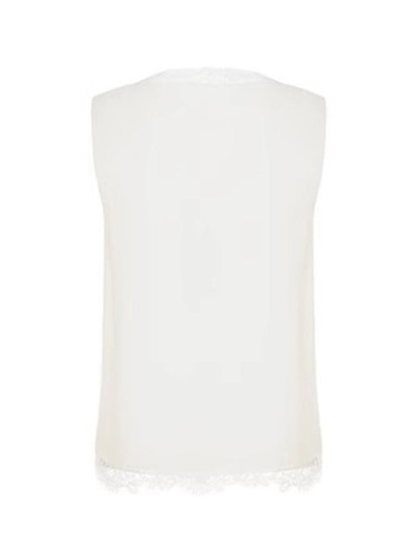 Lace Trim V-Neck Sleeveless Top