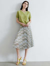 Vintage Floral Pleated A-Line Skirt