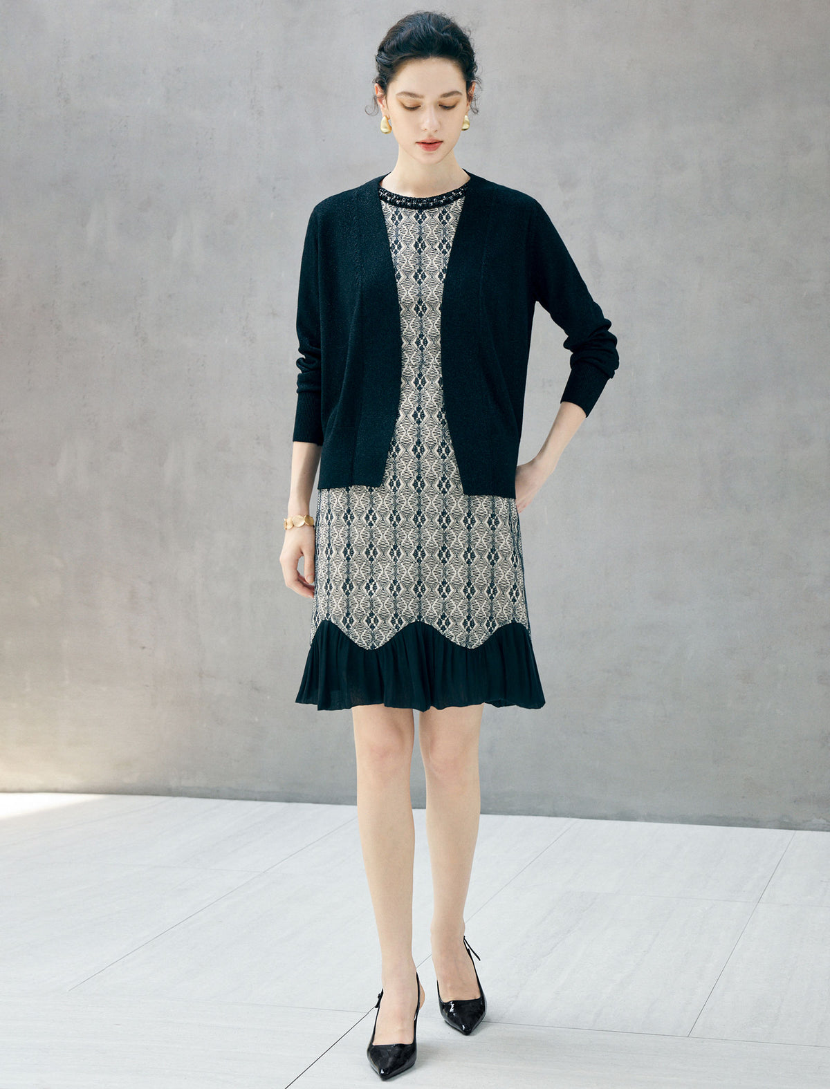 Wool Blend V-Neck Button Long Sleeve Cardigan