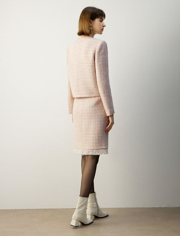 Sparkle Tweed Wool-Blend Cropped Jacket