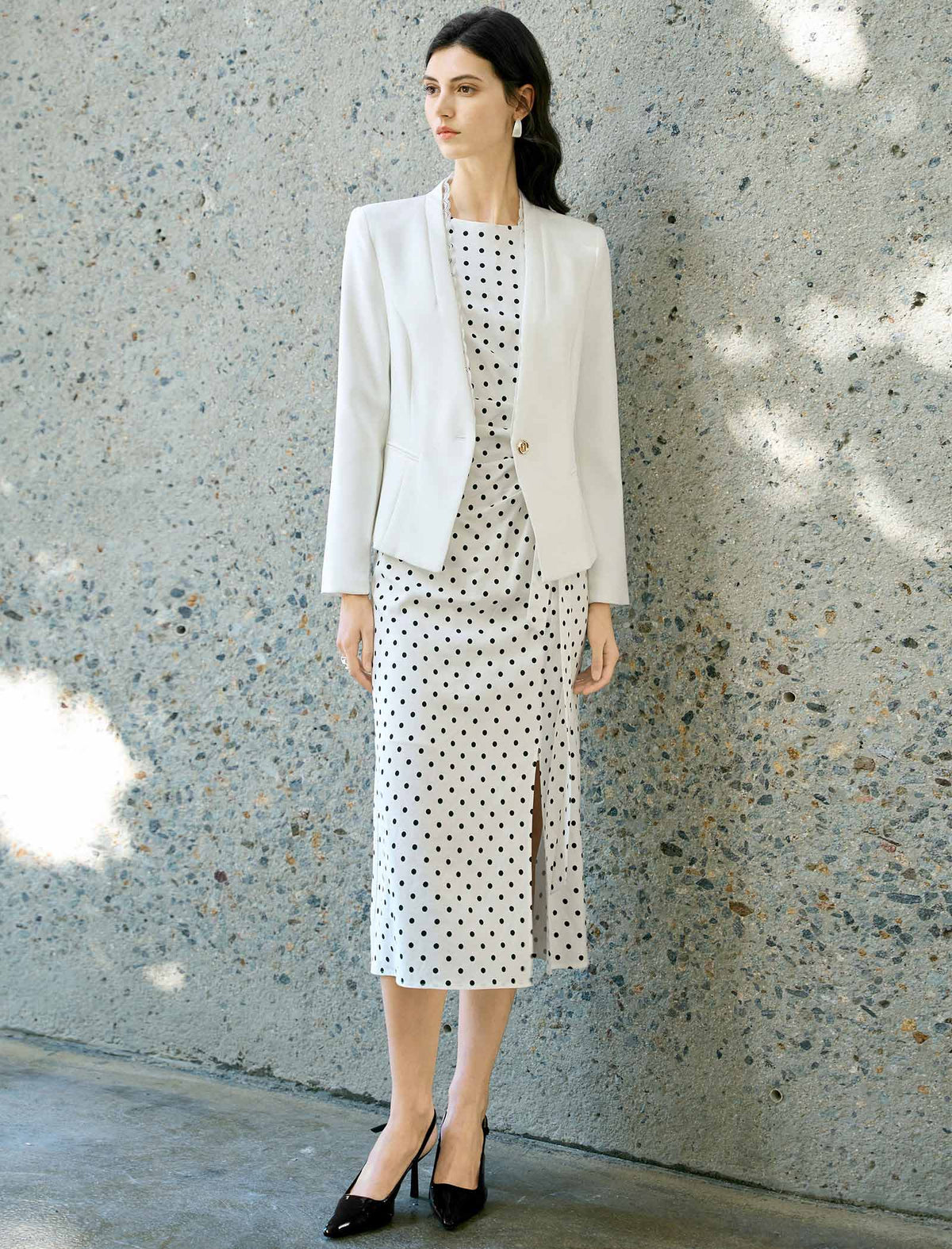 Lace Trim Collarless Blazer