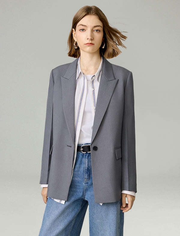 One Button Relaxed Fit Blazer