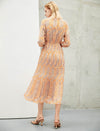 Warm Orange Architectural Light And Shadow Printed Dress