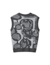 Crew Neck Abstract Art Jacquard Knit Vest
