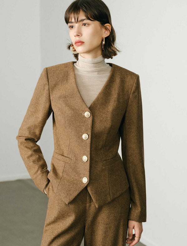 100% Wool Turtleneck Slim-Fit Knit Top