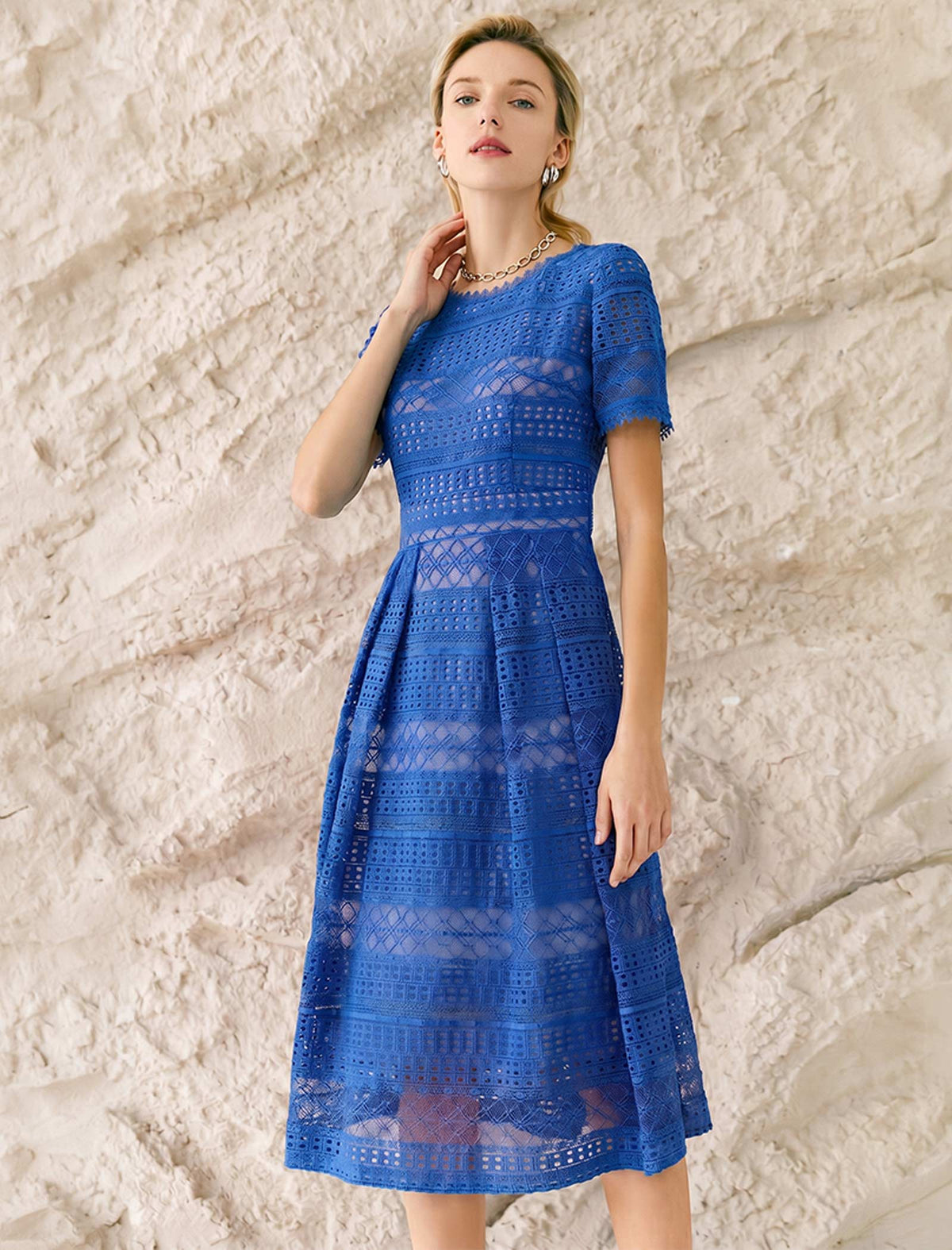 Salerno Soft Lace A-Line Midi Dress
