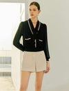 V-Neck Layered Tie-Front Long Sleeve Shirt
