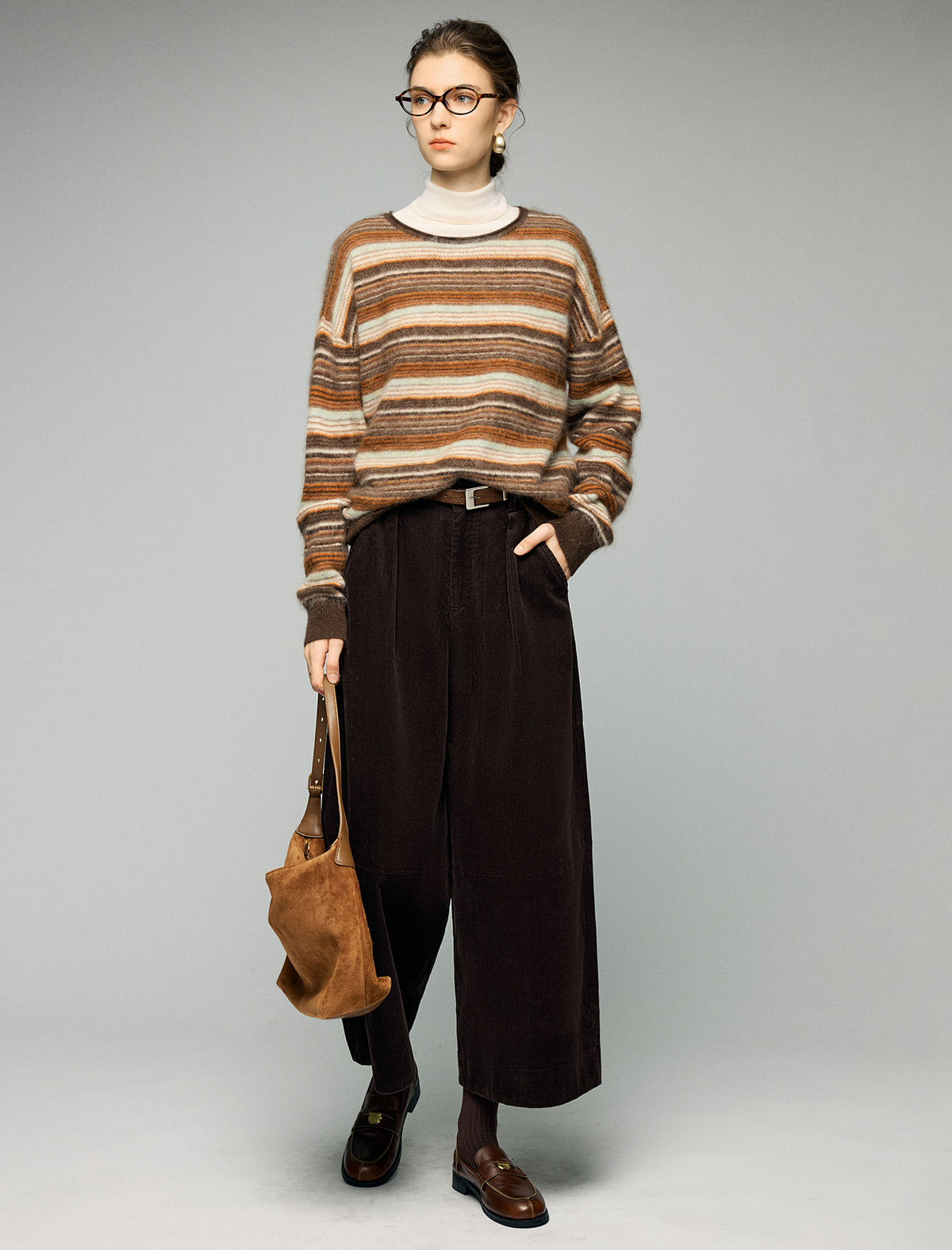 Textured Relaxed Wide-Leg Pants