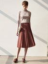 Pleated A-Line Midi Skirt