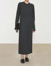 100% Wool Crew Neck Maxi Dress