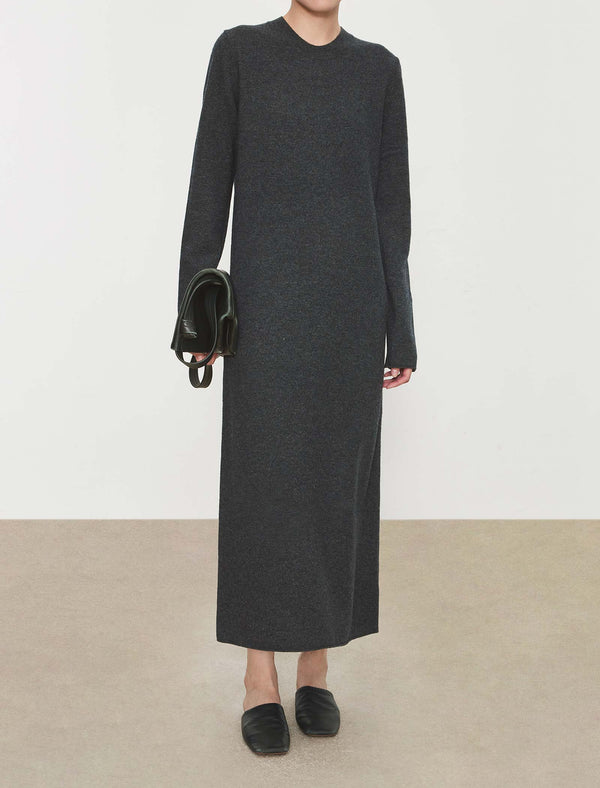 100% Wool Crew Neck Maxi Dress