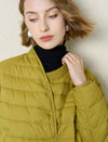 Asymmetric-Collar Cropped Down Jacket