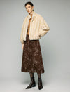 Stand-Collar Balloon-Sleeve Zip-Front Cropped Jacket