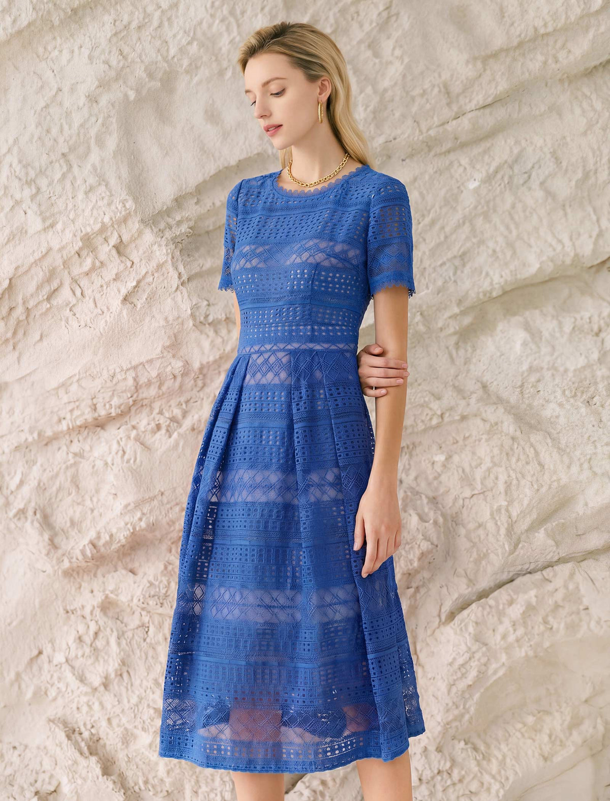 Salerno Soft Lace A-Line Midi Dress