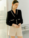 V-Neck Layered Tie-Front Long Sleeve Shirt
