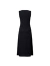 Solid Black Textured Sleeveless Midi Tank Dress