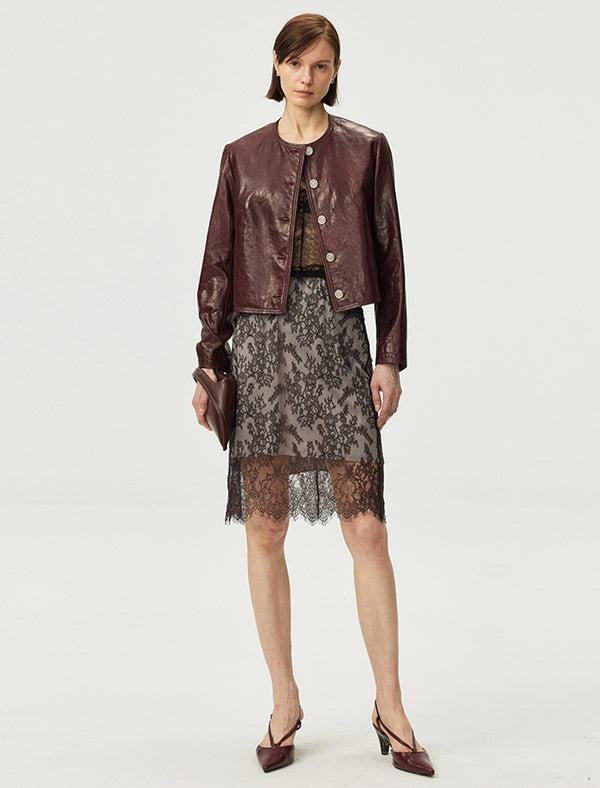 Sheer Lace Midi Skirt