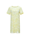 Yellow Butterfly Eyelet Embroidery Short Sleeve Shift Mini Dress