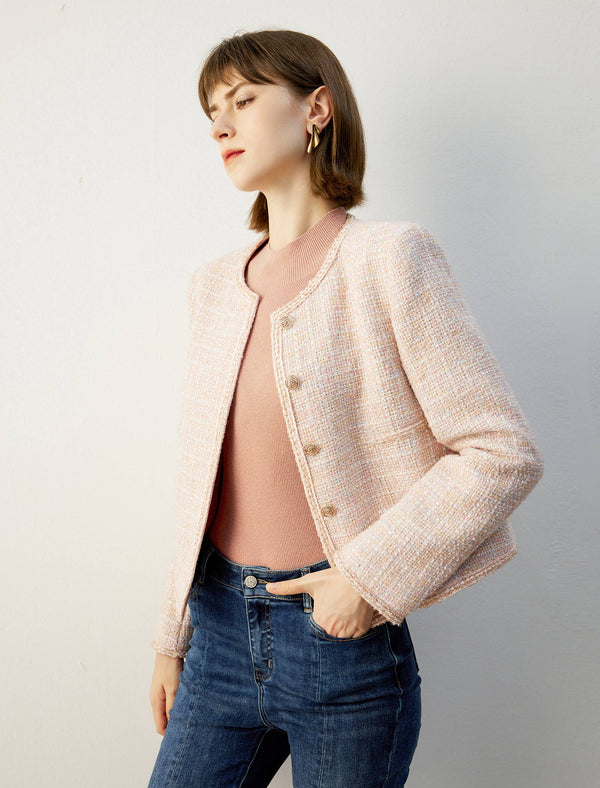 Sparkle Tweed Wool-Blend Cropped Jacket