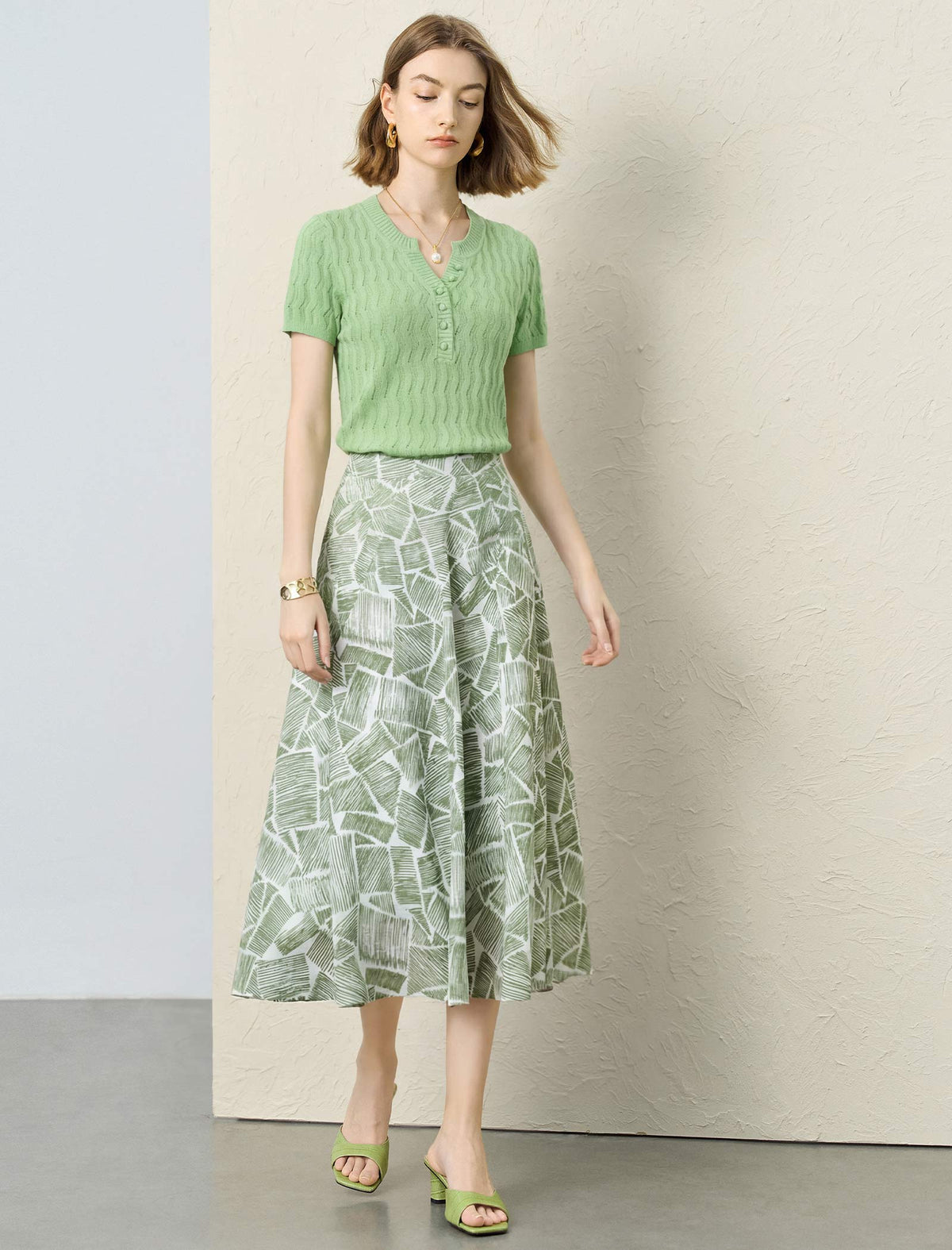 Tailored Open-Collar Knit Top