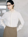 Ruffled Mock Neck Textured Blouse