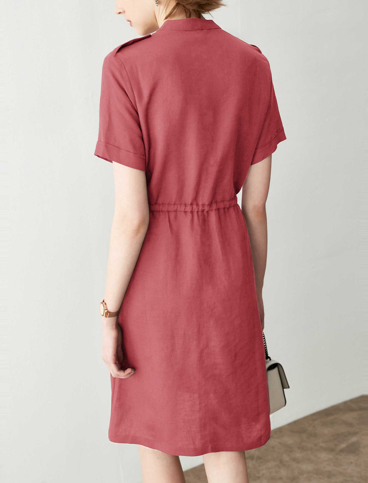 Utility Drawstring Waist Shirt Dress