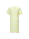 Yellow Butterfly Eyelet Embroidery Short Sleeve Shift Mini Dress