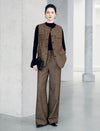 Textured High Waist Wide Leg Pants