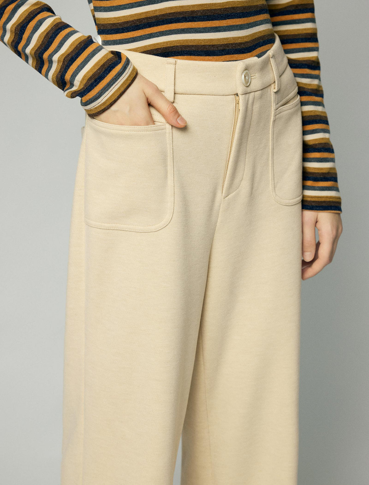 High-Waist Pocket Straight-Leg Pants