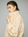 Stand-Collar Balloon-Sleeve Zip-Front Cropped Jacket