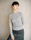 Wool Blend Ruched Front Mock Neck Long Sleeve Knit Top