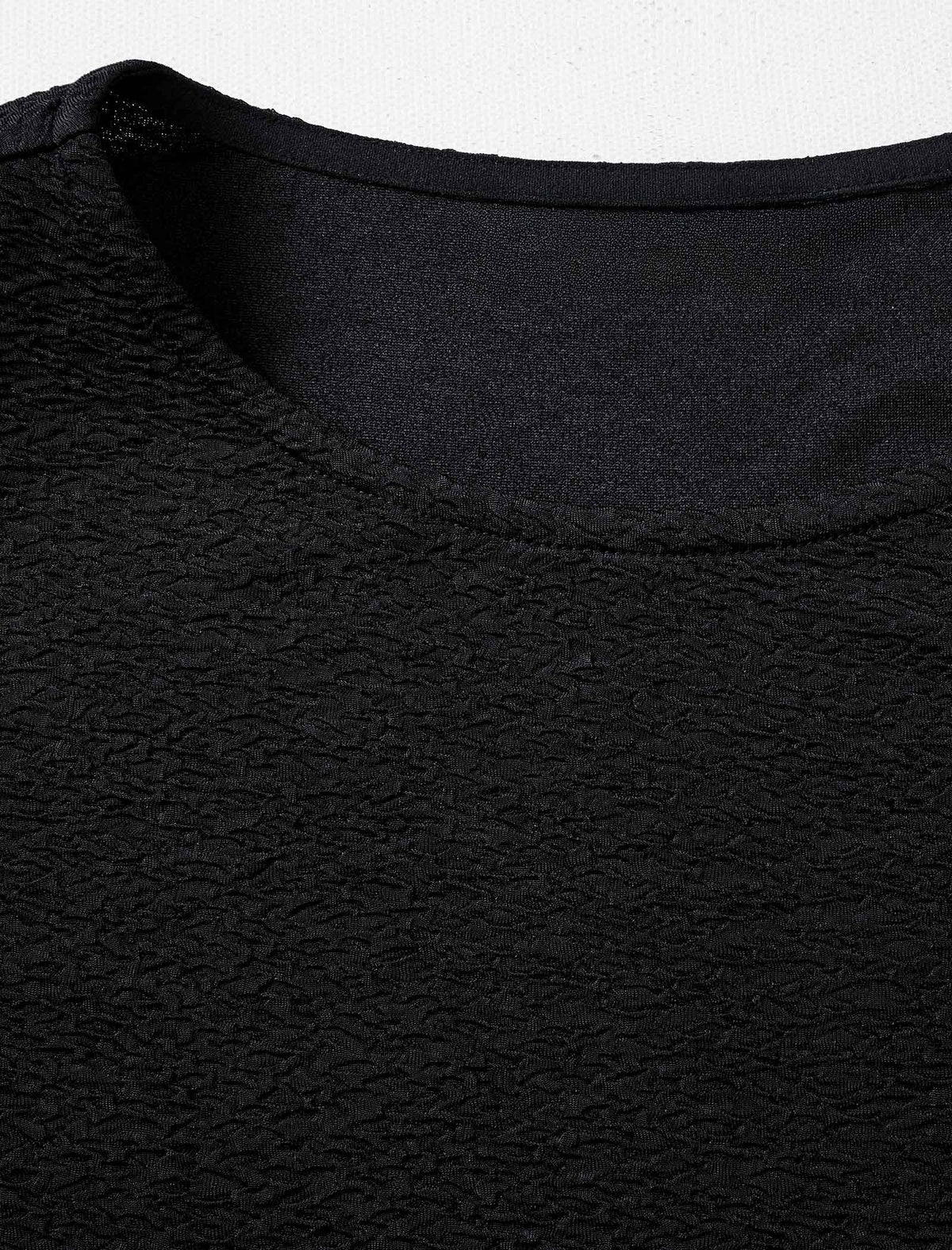 Solid Black Textured Sleeveless Midi Tank Dress