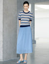 Pleated High-Waist Midi Skirt