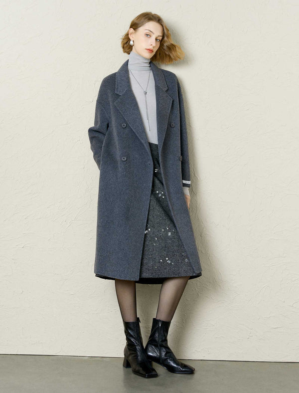 100% Australian Superfine Wool Double-Breasted Coat