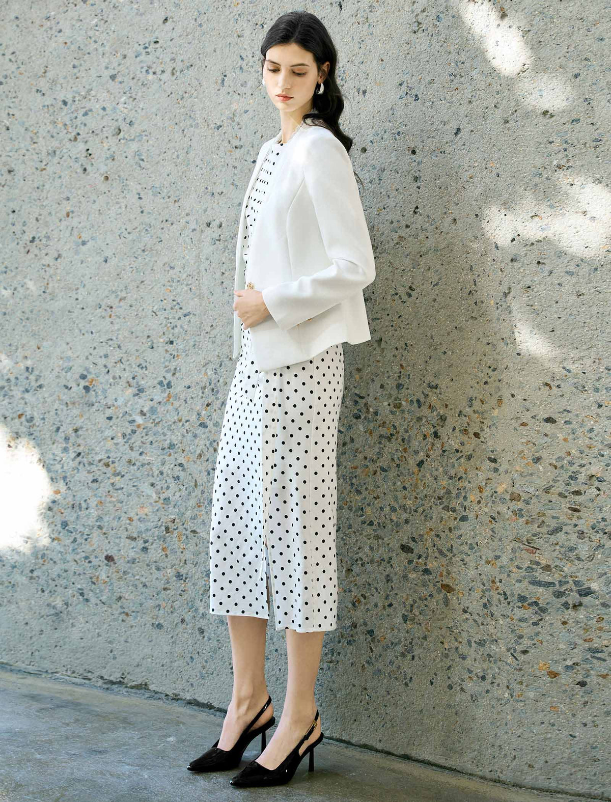 Lace Trim Collarless Blazer