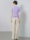 Polo Collar Textured Knit Short‑Sleeve Top