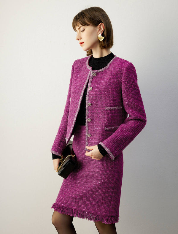 Sparkle Tweed Wool-Blend Cropped Jacket