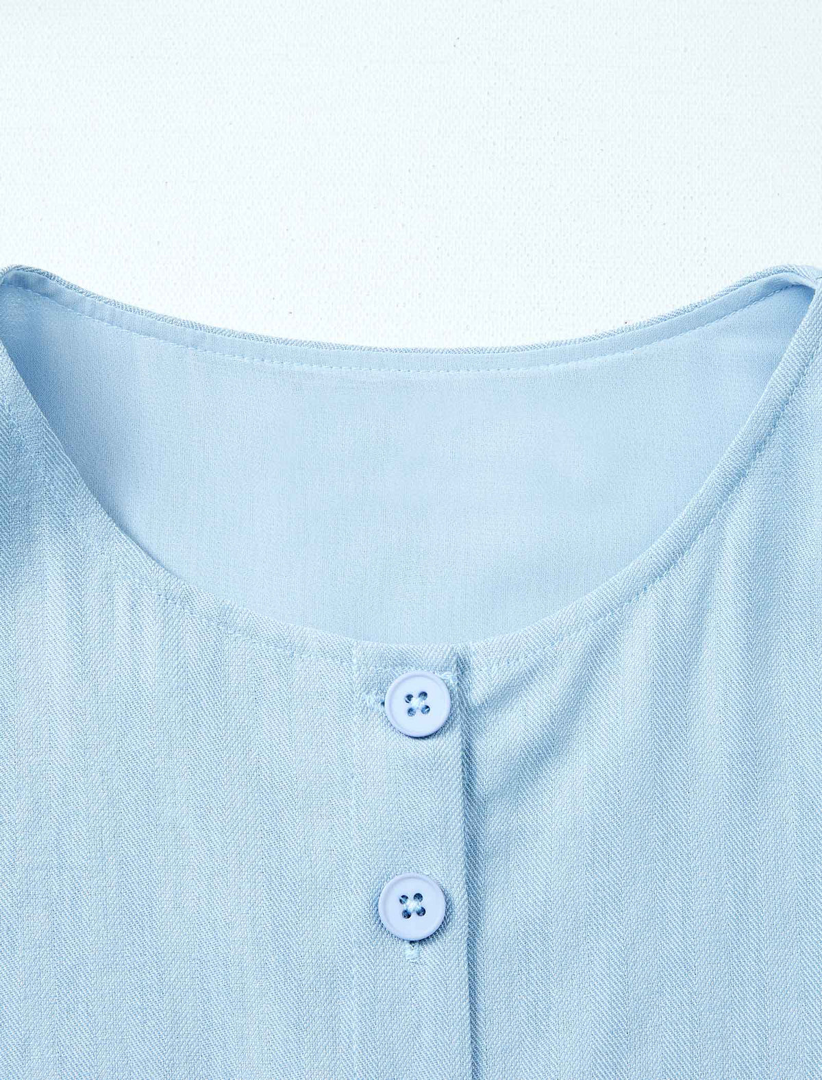 Light Blue Ruffle-Hem Short Sleeve Blouse