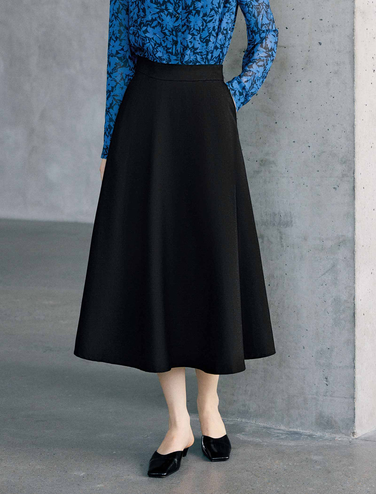 High-Waist Slimming Midi Umbrella Skirt