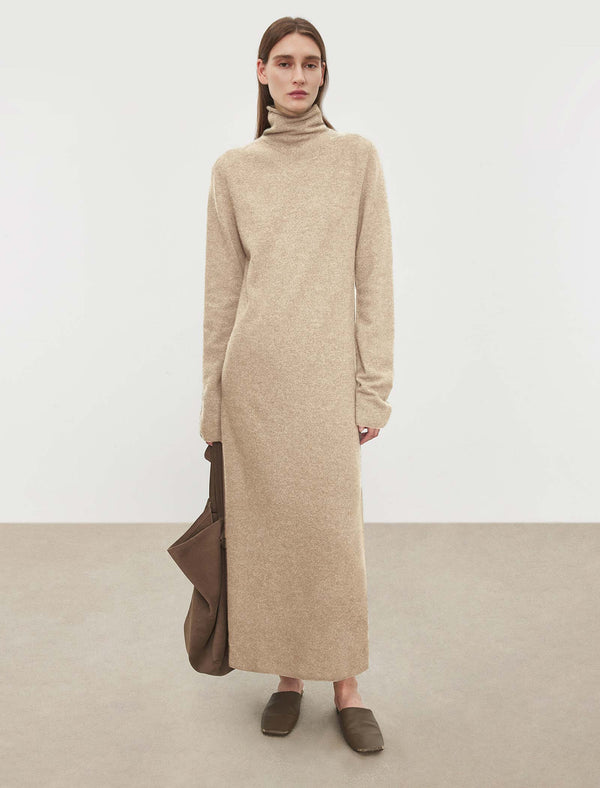 100% Wool Turtleneck Maxi Dress