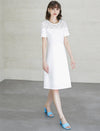 Lace Round Neck Waist-Cinched Dress